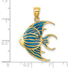 14K Blue Enameled Angelfish Charm