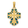 14K Blue/White/Red Enameled with Lacey Trim Cross Charm
