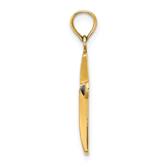 14K Blue Enameled Tapered Cross Charm