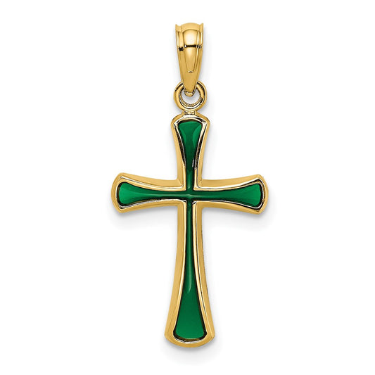 Gold Enameled Cross Pendant
