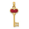14K Polished 3D Enameled Heart Key Charm