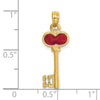 14K Polished 3D Enameled Heart Key Charm