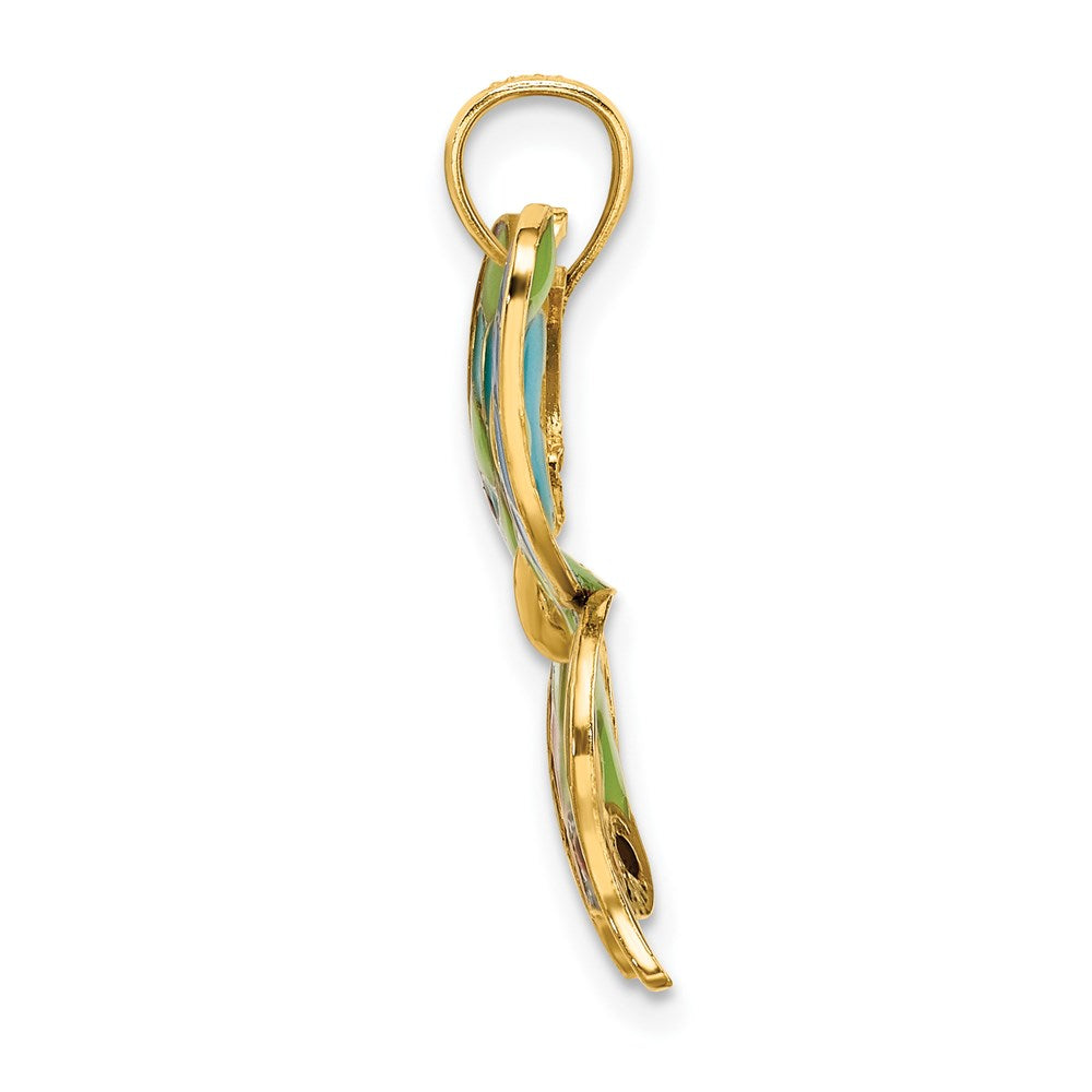 14K Multi-color Enameled Butterfly Pendant