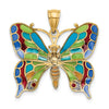 14K Multi-color Enameled Butterfly Pendant