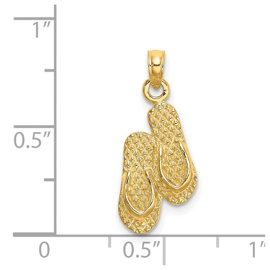 14K 3-D KEY WEST Double Flip Flop Charm