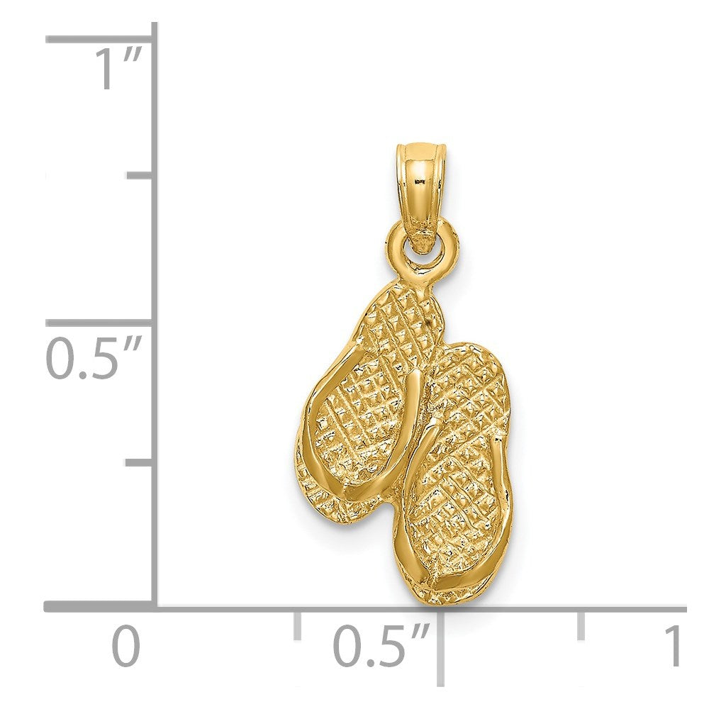 14K 3-D PAWLEYS ISLAND Double Flip-flop Charm