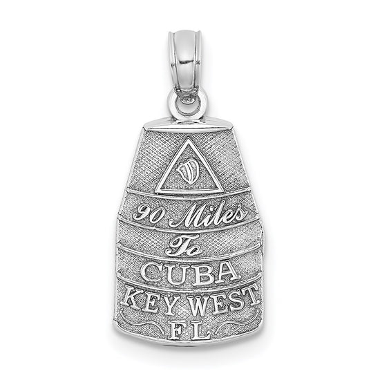 14K White Gold 90 MILES TO CUBA KEY WEST FL Charm