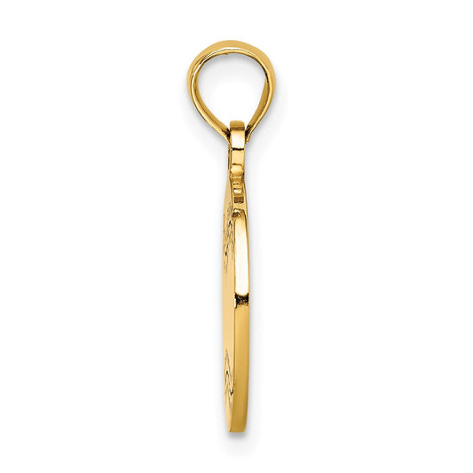 14K Polished and Textured Flat Baseball Charm