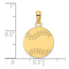 14K Polished and Textured Flat Baseball Charm