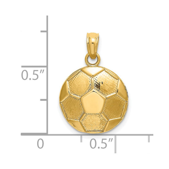 14K 2-D Domed Flat Back Engravable Soccer Ball Charm