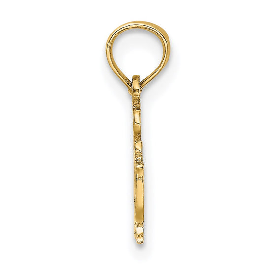 14K Polished I HEART SWIMMING Charm