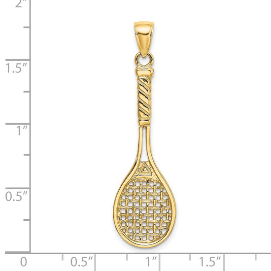 14K Large 3-D Polished Tennis Racquet Charm