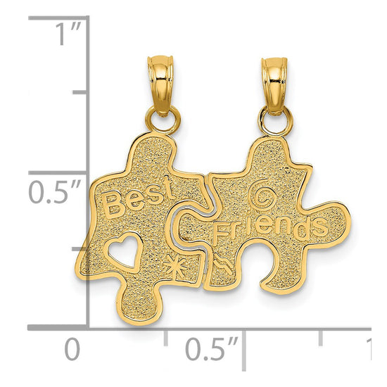 Gold BEST FRIENDS Break Apart Heart 2-Piece Pendant