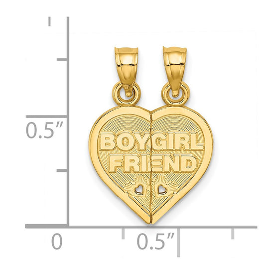 14K BOY/GIRL FRIEND 2-Piece Break-apart Heart Charm