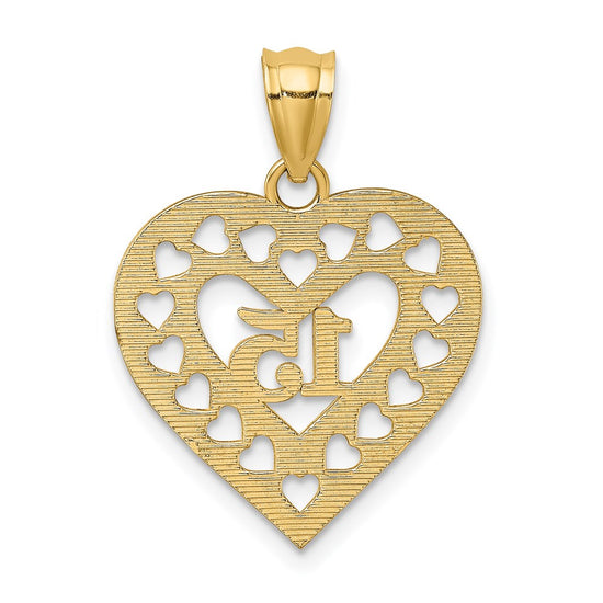 14K 15 in Cut-out Heart Charm