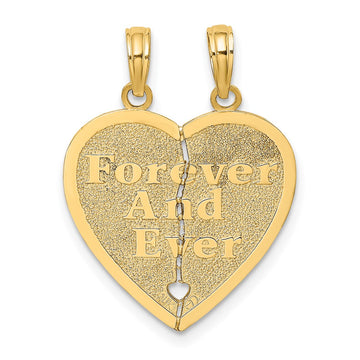 Gold FOREVER EVER Break Apart 2 Piece Heart Charm