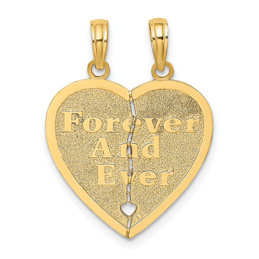 Gold FOREVER EVER Break Apart 2 Piece Heart Charm