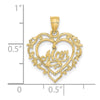 14K Polished MOM Dangle in Fancy Heart Pendant