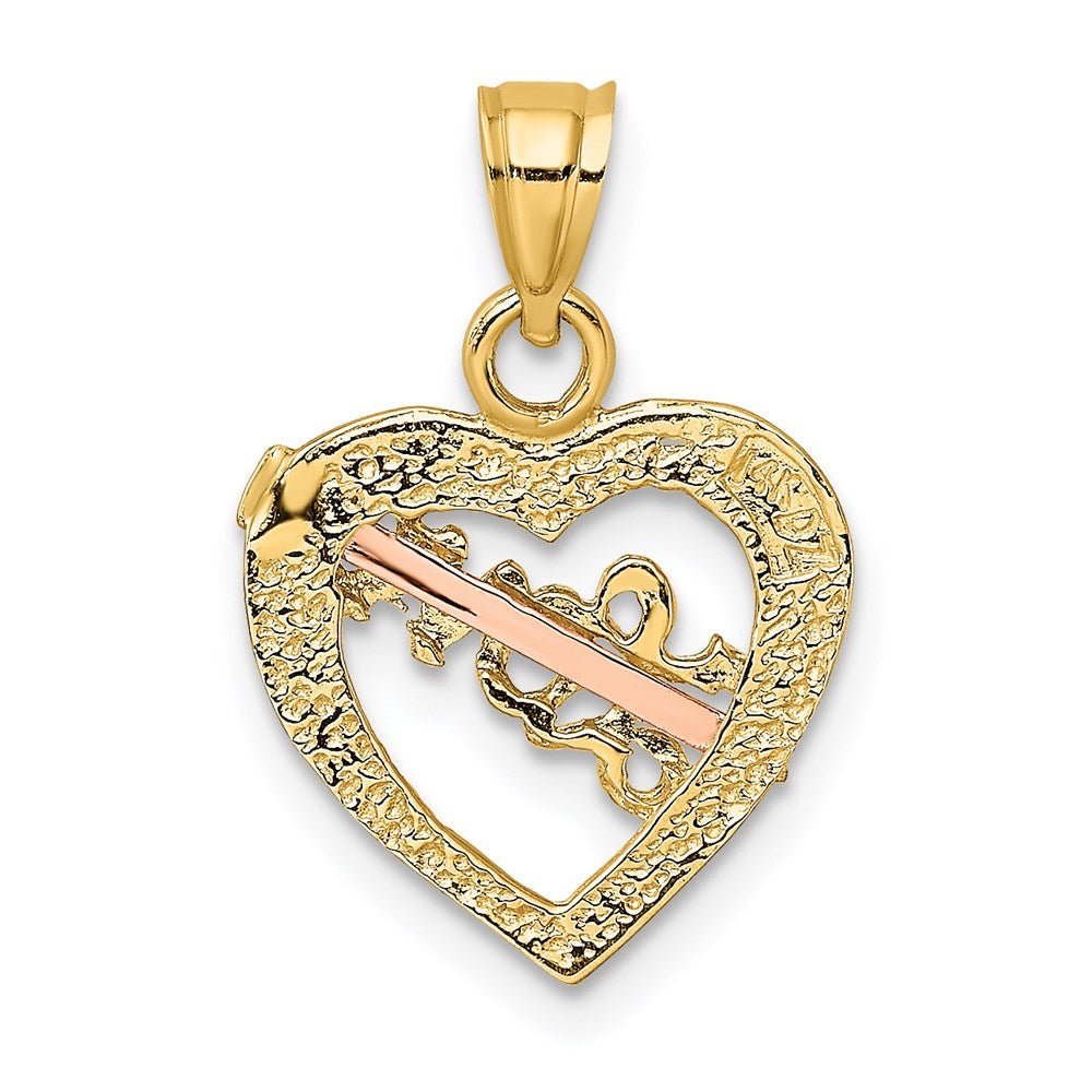 14k Yellow and Rose Gold with White Rhodium LOVE Heart with Arrow Charm
