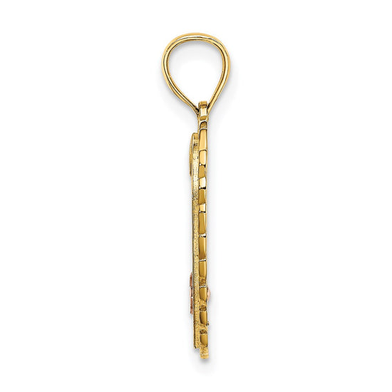 14k Two-tone with White Rhodium SWEET 16 In Heart Charm
