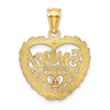 14k Two-tone with White Rhodium SWEET 16 In Heart Charm