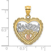 14k Two-tone with White Rhodium SWEET 16 In Heart Charm