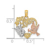 14k Yellow and Rose Gold with White Rhodium LOVE with Doves Heart Charm