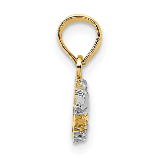 14k and White Rhodium 2-D Alligator Charm