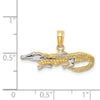 14k and White Rhodium 2-D  Alligator Charm