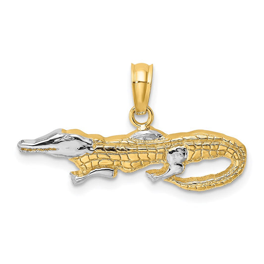 14k and White Rhodium 2-D Alligator Charm