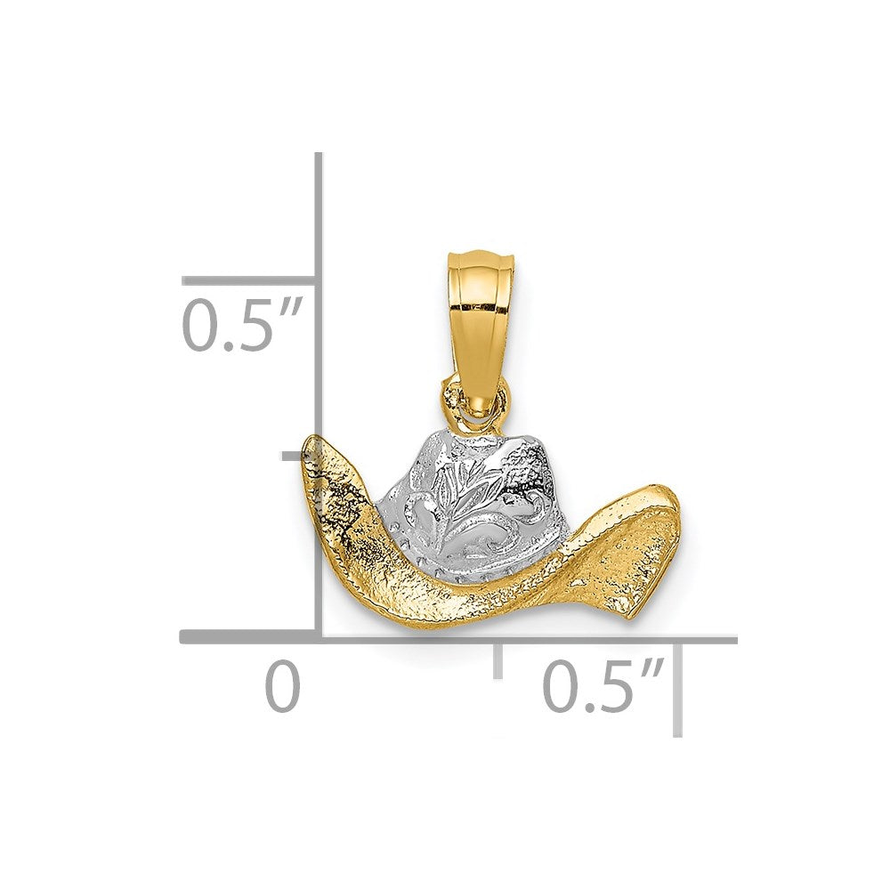 14k and White Rhodium Cowboy Hat Charm
