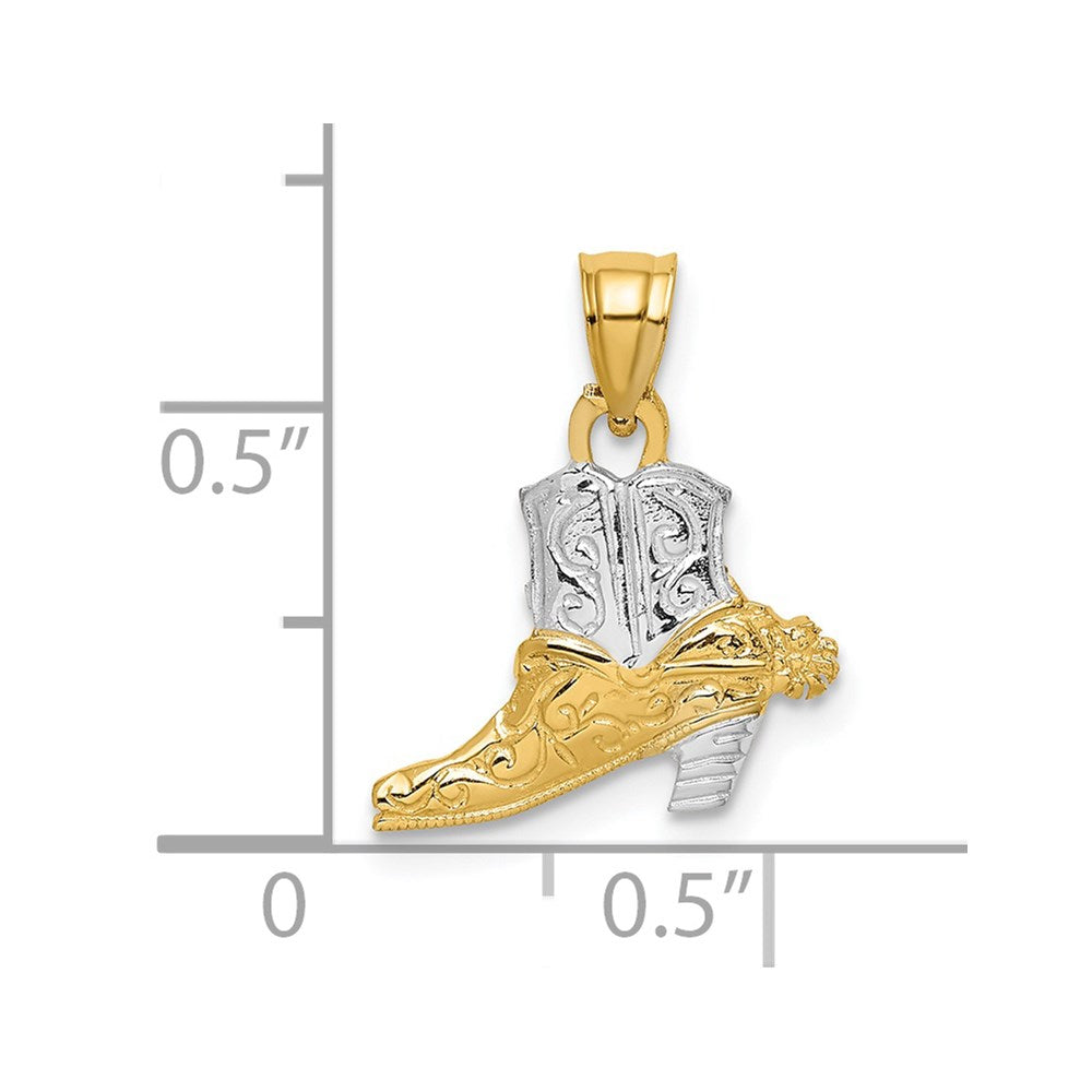 14k and White Rhodium Cowboy Boot with Spur Charm