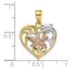 14K Two-tone with White Rhodium Dolphin and Starfish In Heart Charm