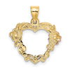 14k Two-tone with White Rhodium Flower In Heart Charm