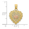 14k Yellow and Rose Gold Flower In Heart Basket Charm