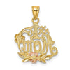 14k Two-tone with White Rhodium #1 MOM with Flower Charm