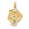 14k Two-Tone with White Rhodium Flower Basket with I LOVE YOU Charm