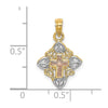 14K Two-tone with White Rhodium Cross Inside Frame Charm