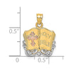 14K Two-tone and White Rhodium Open Holy Bible with Cross Charm