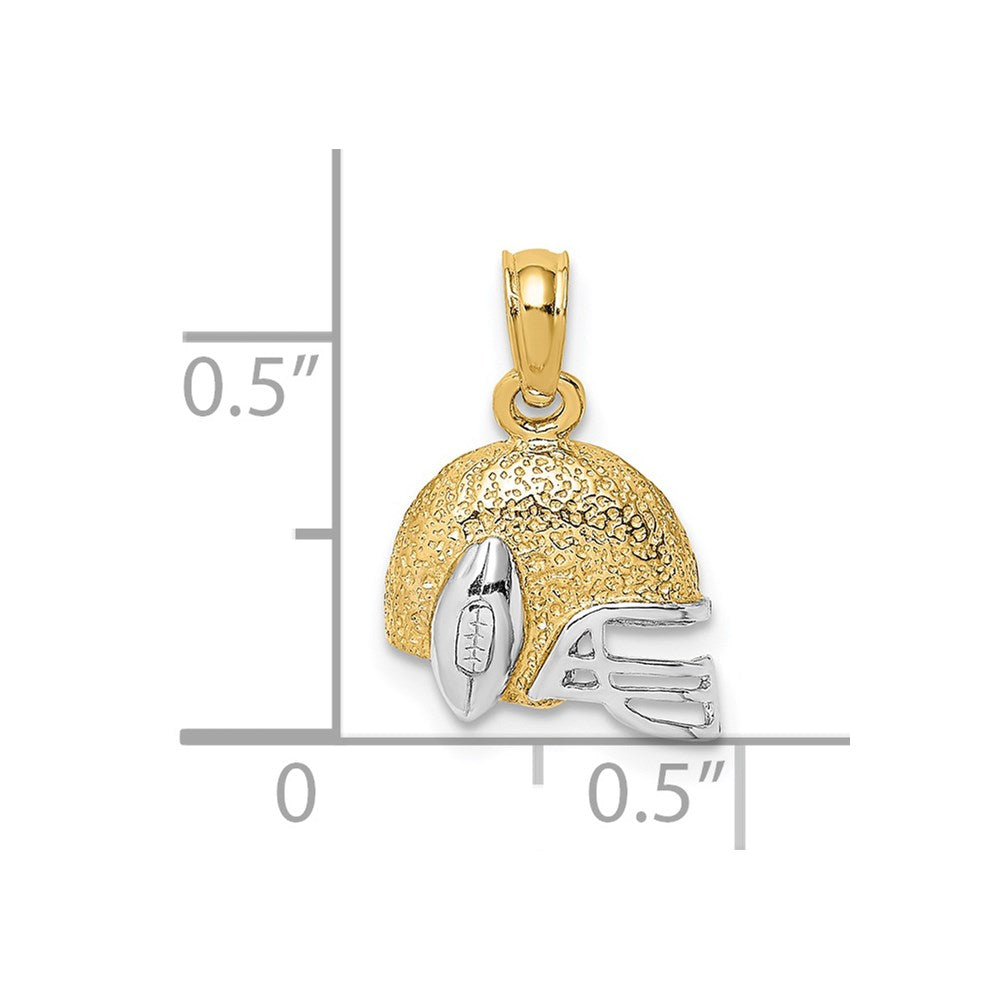 14k and White Rhodium Football Helmet with Ball Charm