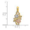 14k Two-tone with White Rhodium Flowers Charm