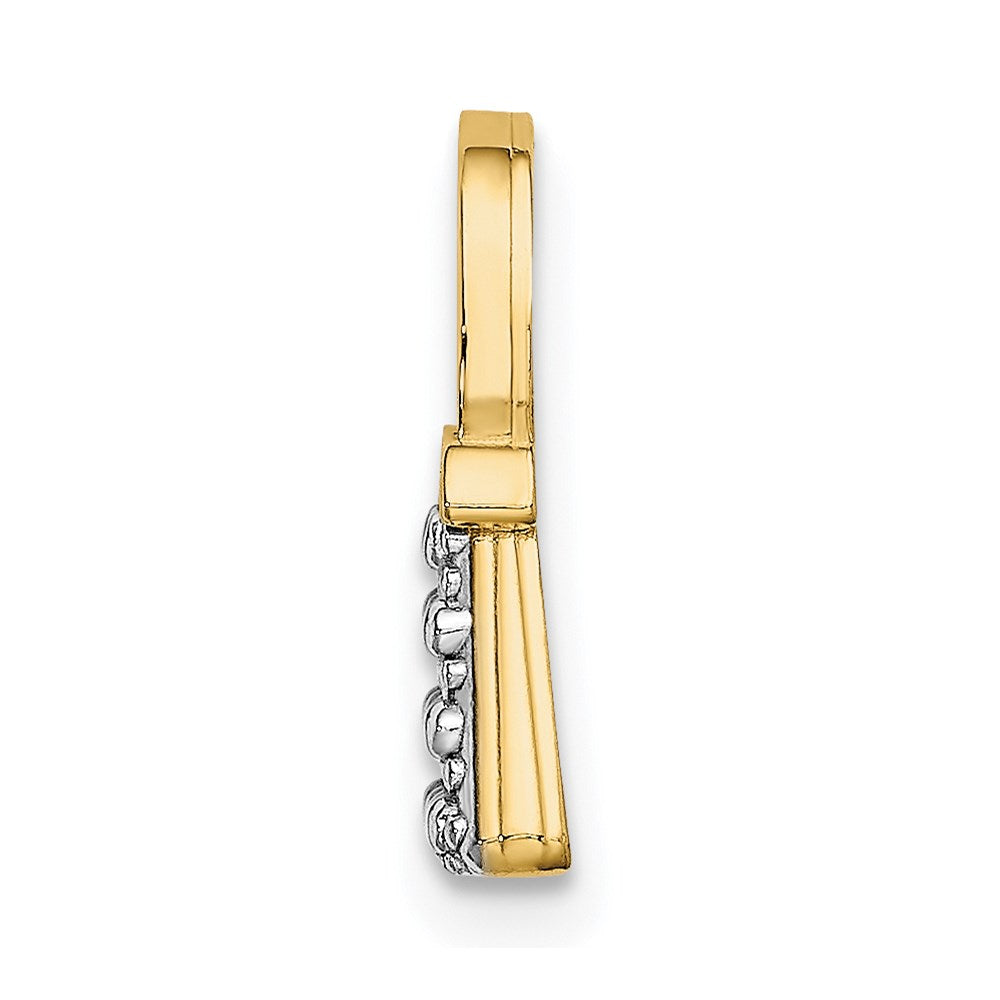 14K and White Rhodium Textured and Polished Purse Chain Slide