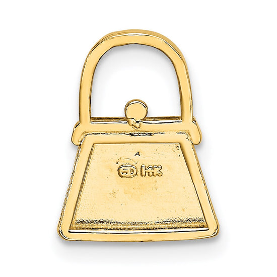 14K and White Rhodium Textured and Polished Purse Chain Slide