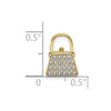 14K and White Rhodium Textured and Polished Purse Chain Slide