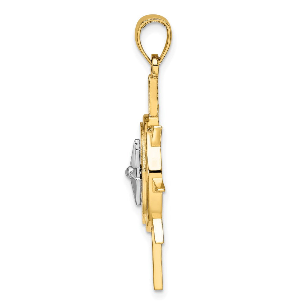 14K Two-Tone Star with Nautical Compass Charm
