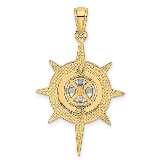 14K Two-Tone Star with Nautical Compass Charm