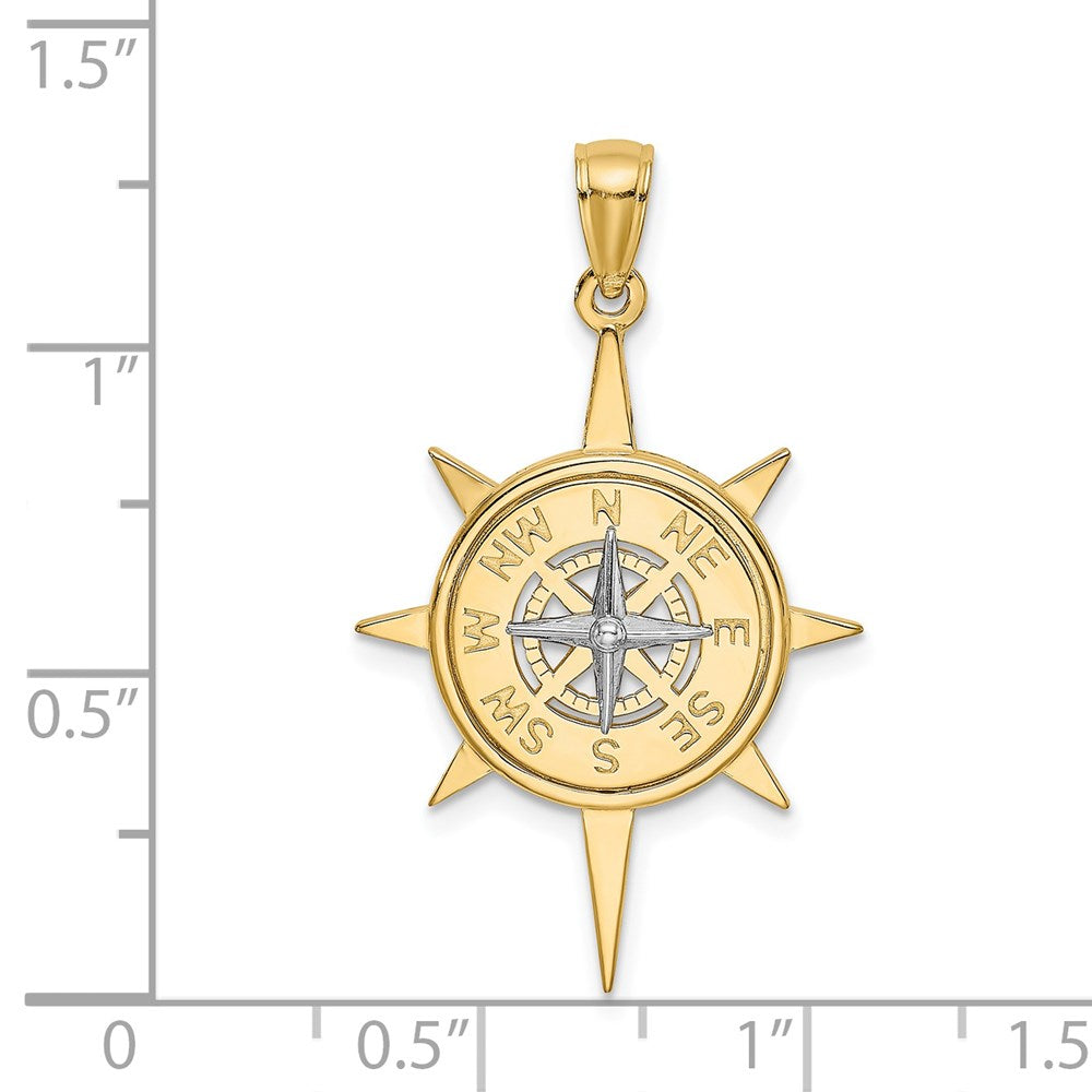 14K Two-Tone Star with Nautical Compass Charm
