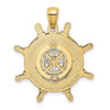 14K Two-tone Ships Wheel with Nautical Compass Charm