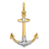 14K and White Rhodium 3-D Textured Anchor with Shackle Bail Charm