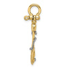 14K Two-tone 3-D Anchor with Rope and Shackle Bail Charm